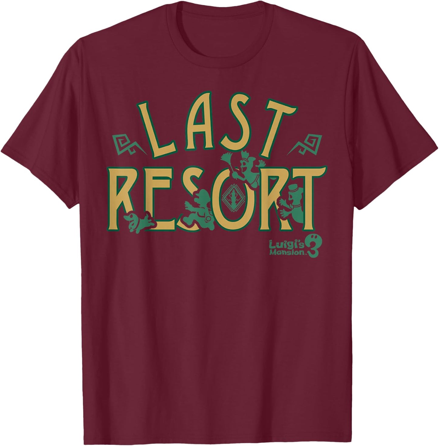Luigi's Mansion 3 Last Resort Logo T-Shirt - T-Shirt | Maroon