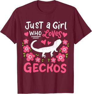 Leopard Gecko Just A Girl Who Loves Geckos Gift T-Shirt - T-Shirt | Maroon
