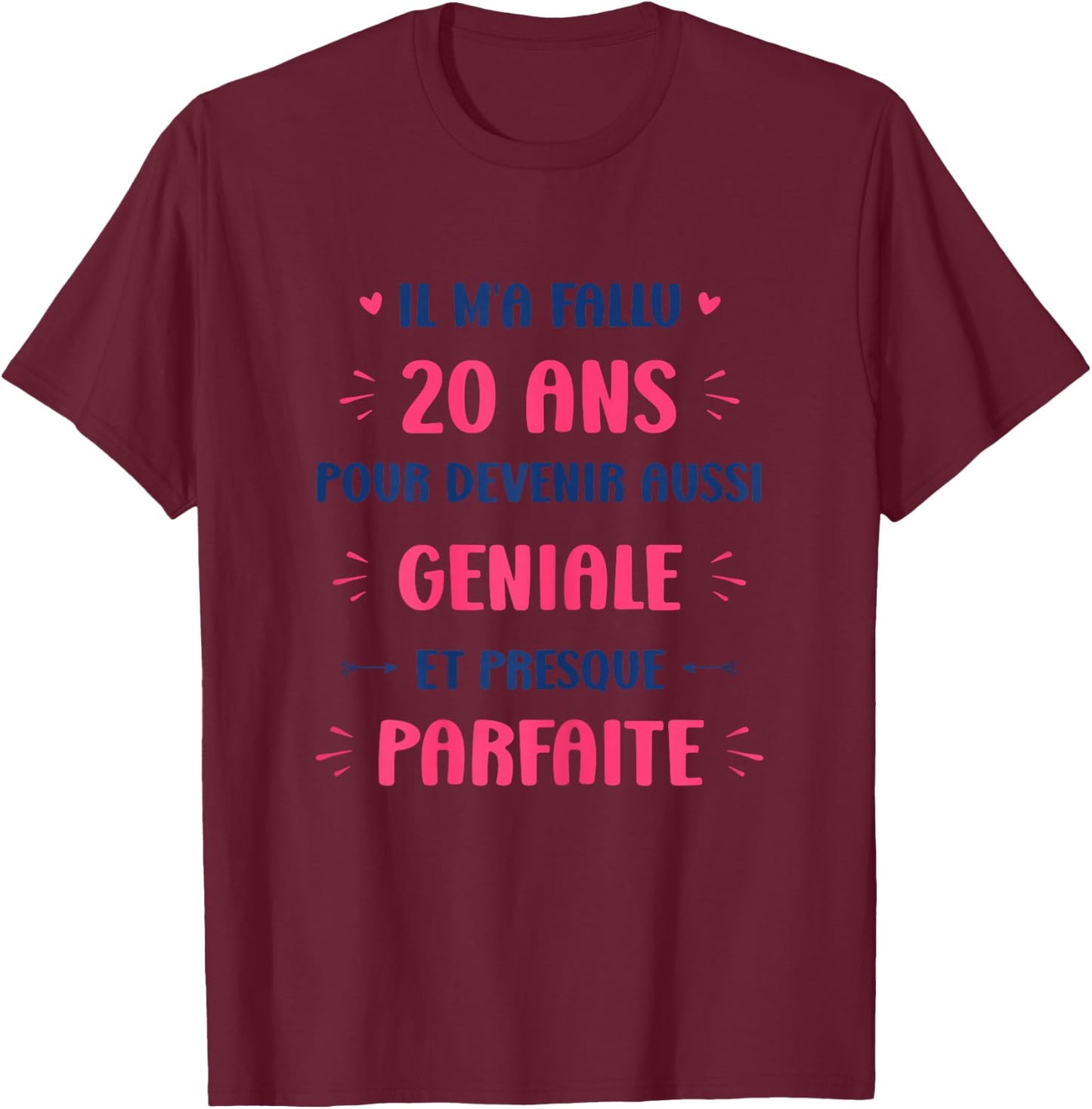 Funny Awesome 20 Years Woman Birthday 20 Years , white, Female X-Small T-Shirt - T-Shirt | Maroon