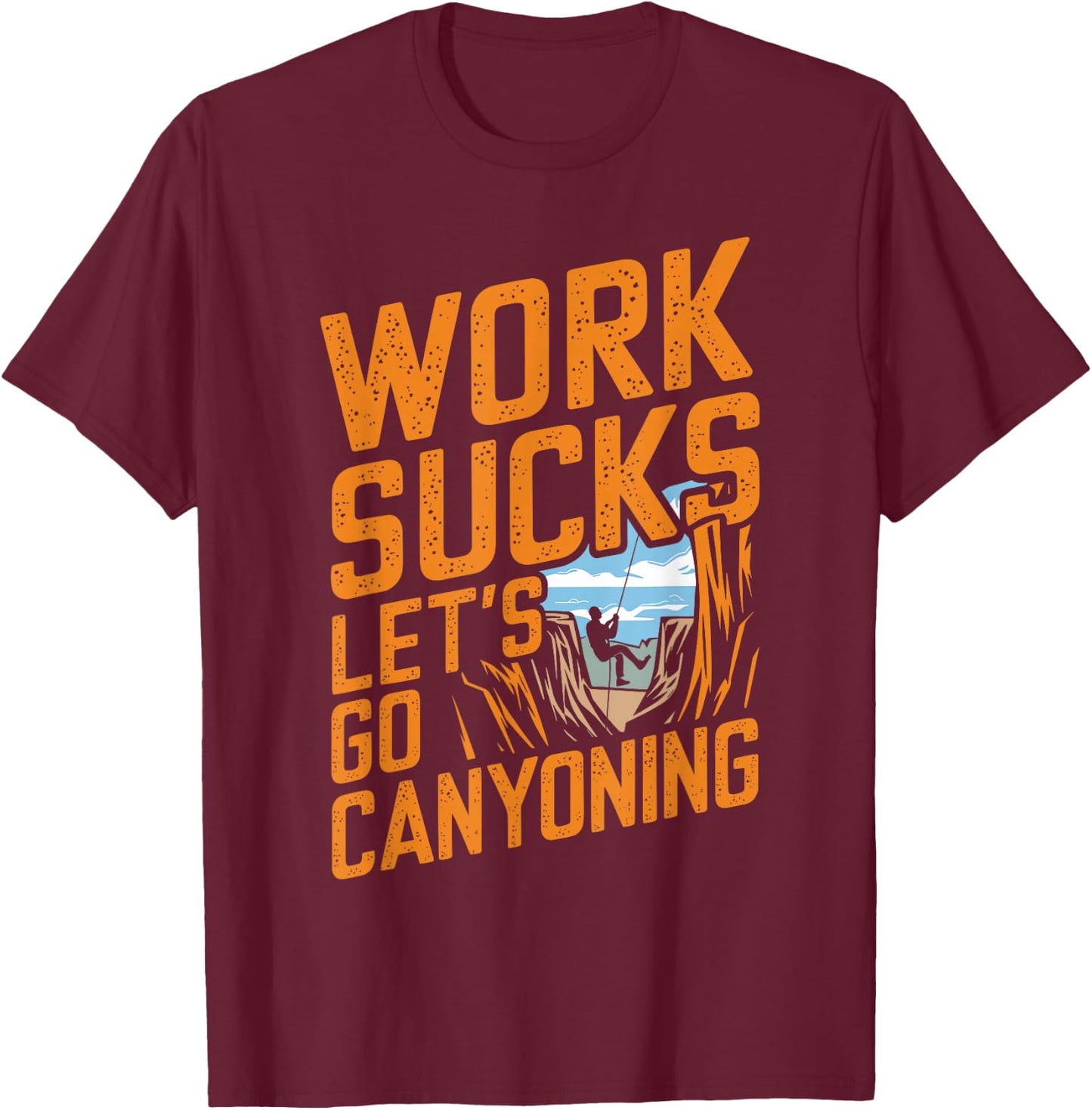 Canyoning Climbing Torrent - Downhill Canyoning , Black, S T-Shirt - T-Shirt | Maroon