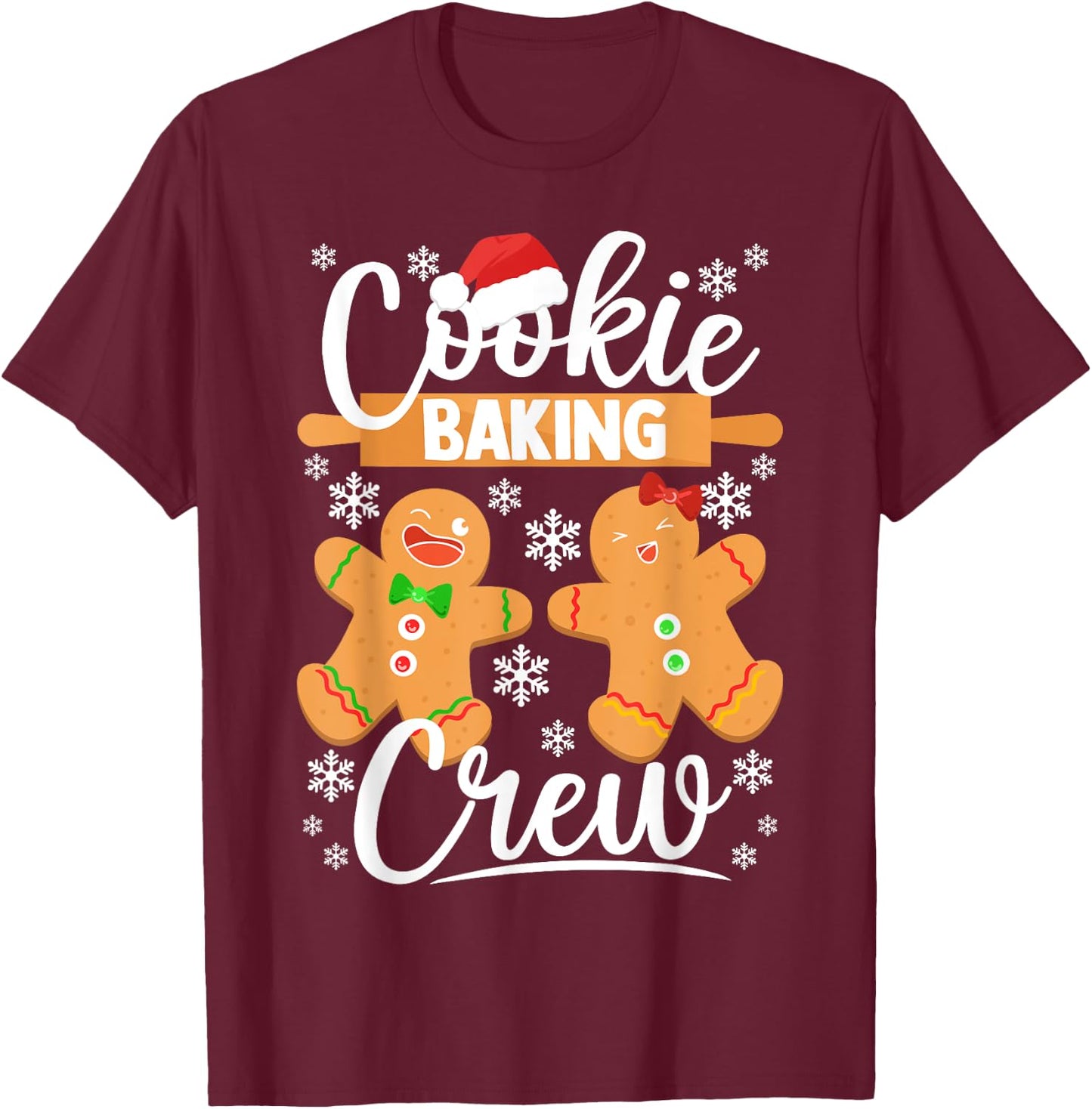 Cookie Baking Crew Shirt Gingerbread Christmas Baking T-Shirt - T-Shirt | Maroon