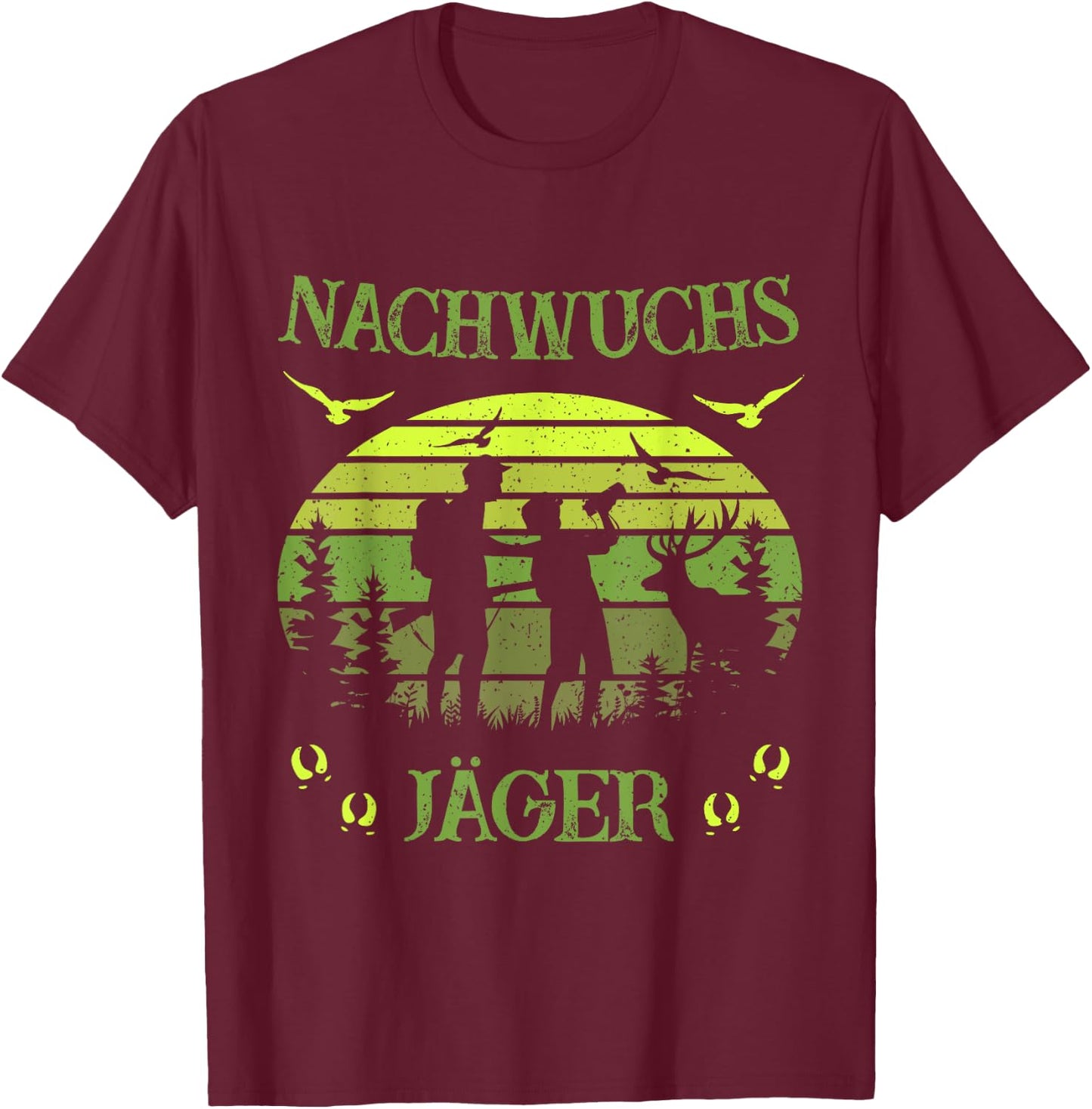 Children's with German Text "Jäger - Papa und Son" [German Language], black T-Shirt - T-Shirt | Maroon