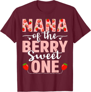 Nana Of The Berry Sweet One Birthday Strawberry Nana T-Shirt - T-Shirt | Maroon