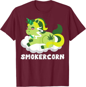 Smokercorn Unicorn 420 Weed Cannabis Marijuana Stoner Gift T-Shirt - T-Shirt | Maroon