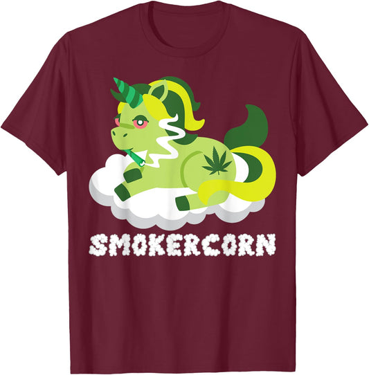Smokercorn Unicorn 420 Weed Cannabis Marijuana Stoner Gift T-Shirt - T-Shirt | Maroon