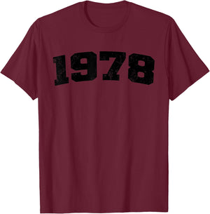 1978 Vintage Arched Varsity Retro Distressed Birthday Year T-Shirt - T-Shirt | Maroon