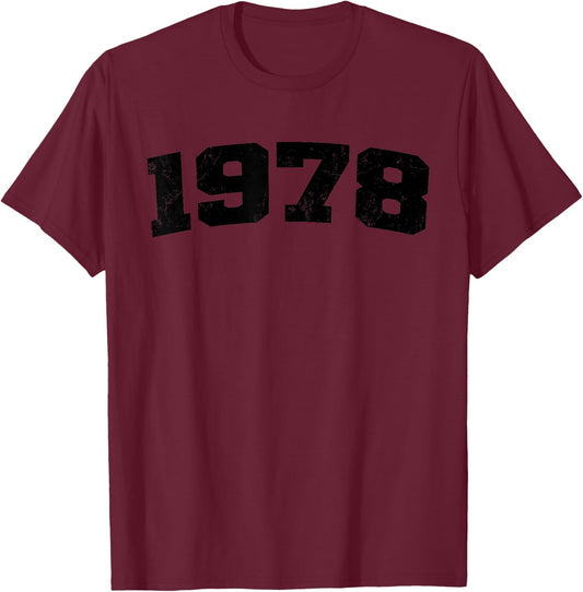 1978 Vintage Arched Varsity Retro Distressed Birthday Year T-Shirt - T-Shirt | Maroon