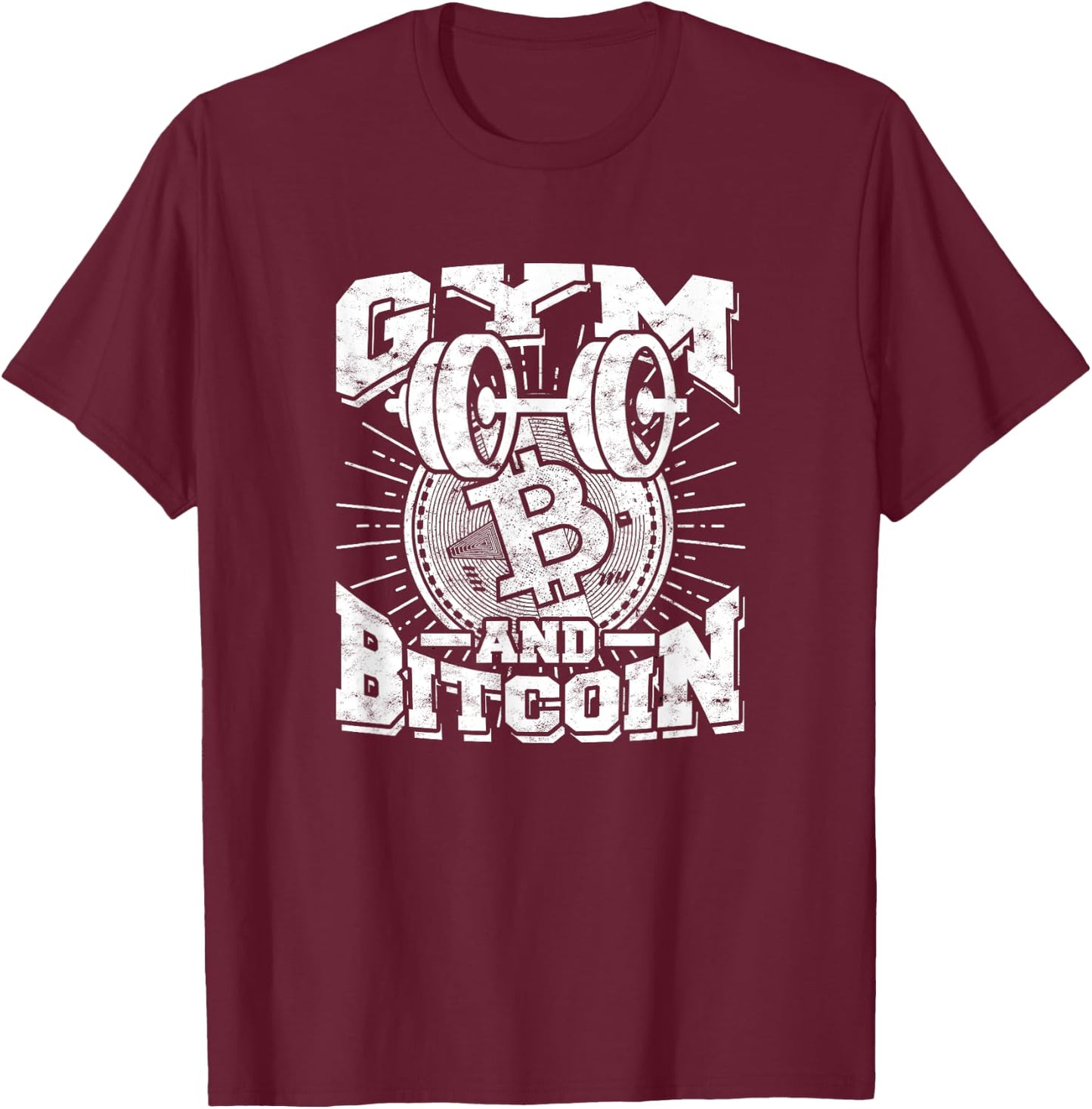 Gym and bitcoin – Btc & Crypto workout T-Shirt - T-Shirt | Maroon