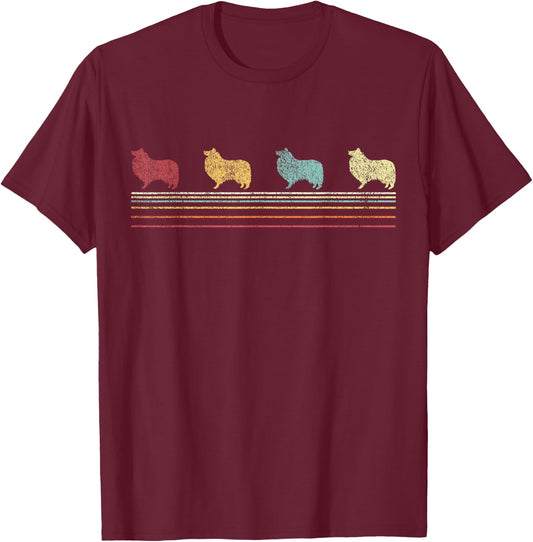 Retro Sheltie Mom Sheltie Dad Shetland Sheepdog Vintage T-Shirt - T-Shirt | Maroon