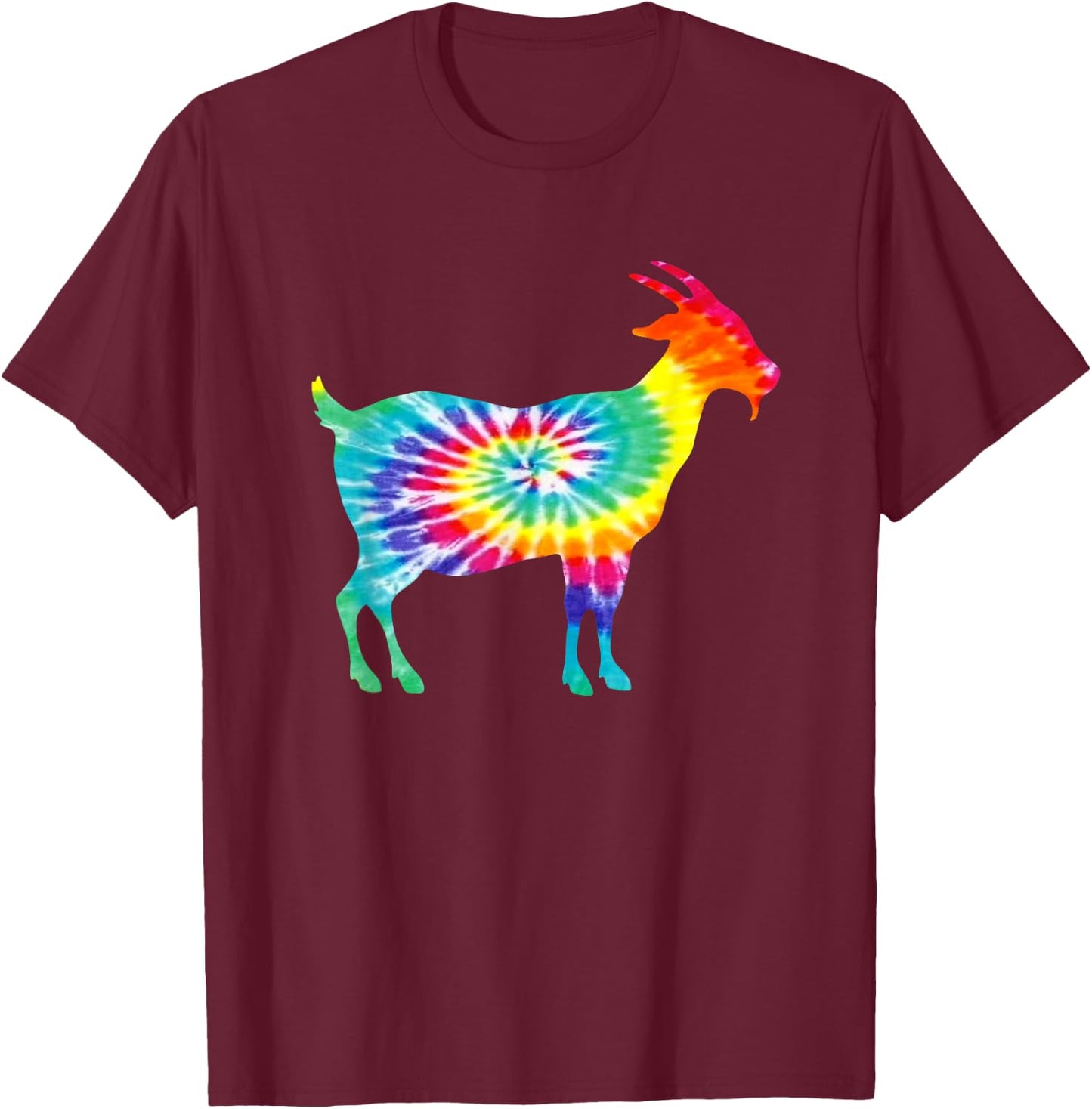 Goat Tie Dye Silhouette T-Shirt - T-Shirt | Maroon