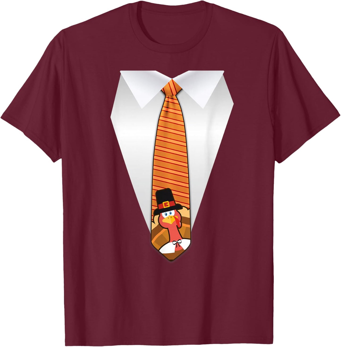 Oh Boy Love It Thanksgiving Family Dinner Tie, Funny Thanksgiving Turkey Tie T-Shirt - T-Shirt | Maroon