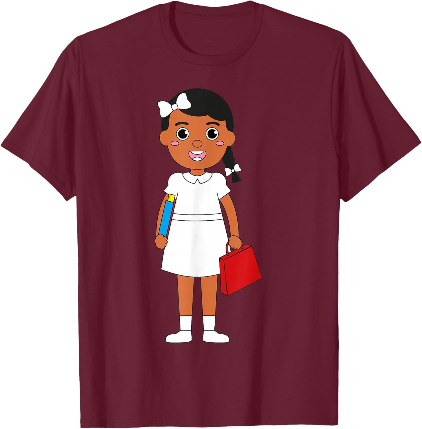 Goes to School Brave Girl Black History Month African Women T-Shirt - T-Shirt | Maroon