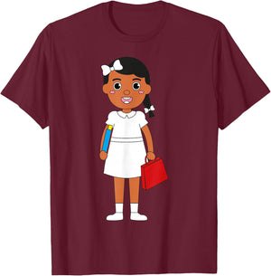 Goes to School Brave Girl Black History Month African Women T-Shirt - T-Shirt | Maroon