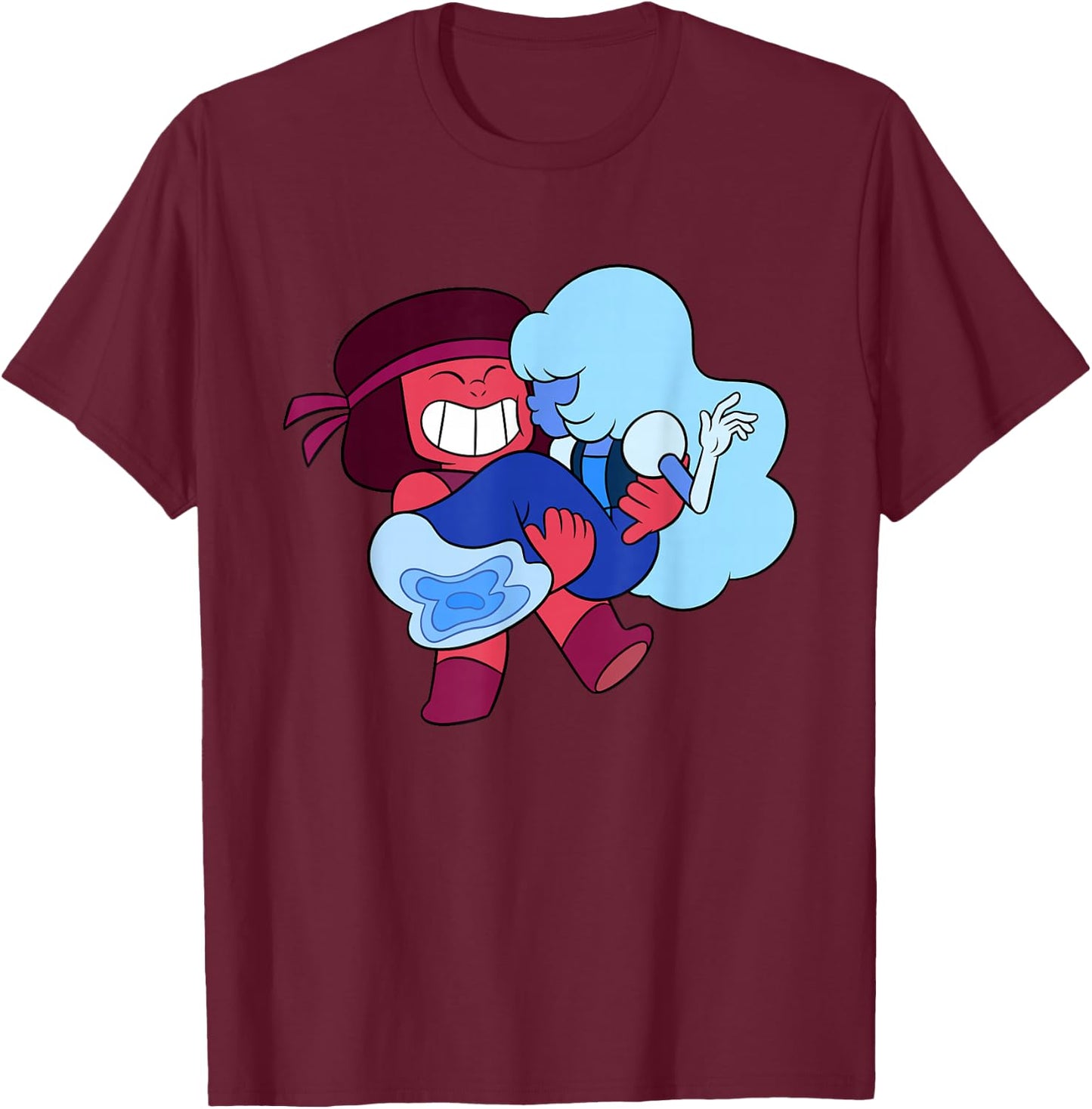 Steven Universe Sweet on Ruby and Sapphire T-Shirt - T-Shirt | Maroon