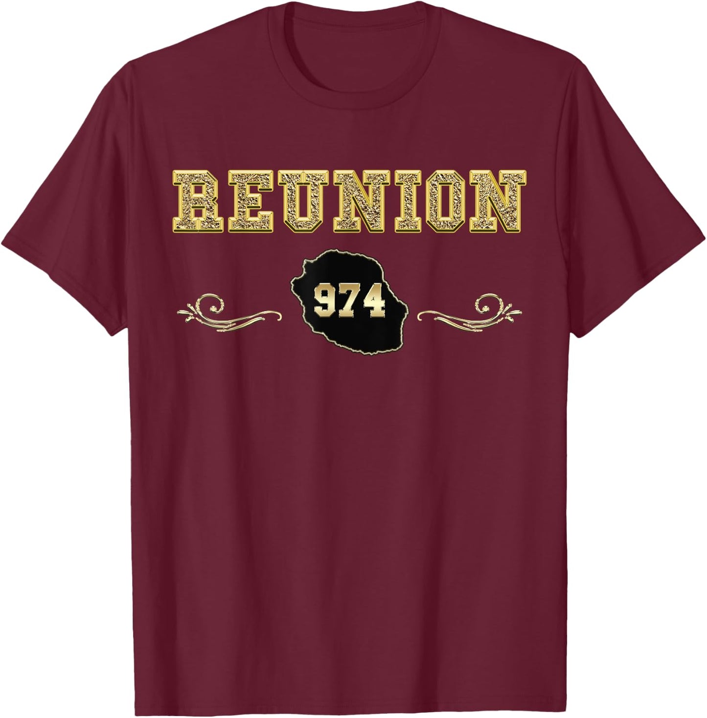 Reunion Island 974 Prestigious Man Woman And Child T-Shirt - T-Shirt | Maroon