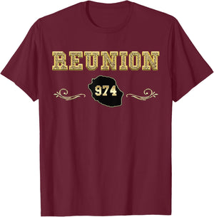Reunion Island 974 Prestigious Man Woman And Child T-Shirt - T-Shirt | Maroon