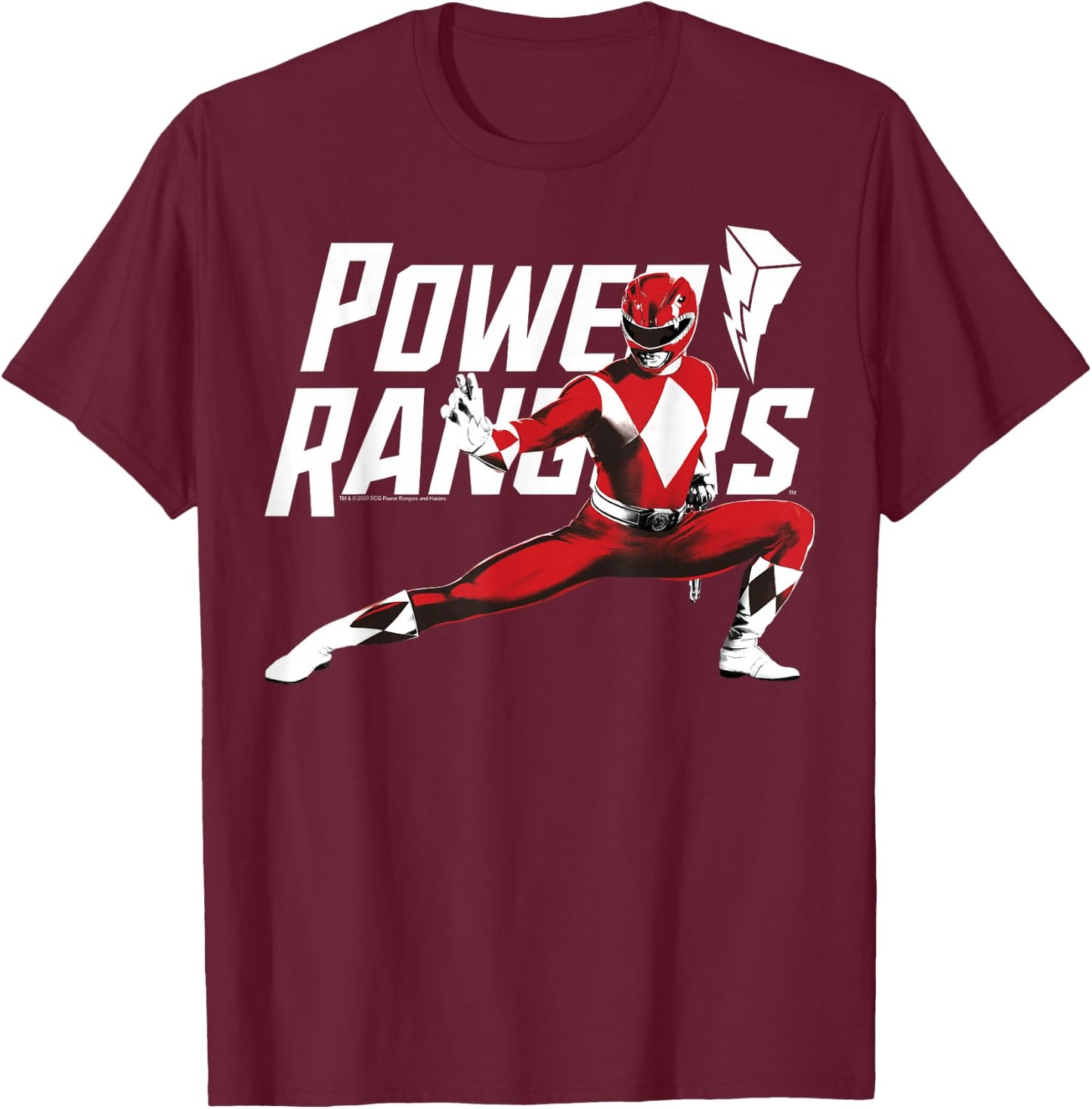 Power Rangers Red Ranger Karate Action Pose Logo T-Shirt - T-Shirt | Maroon