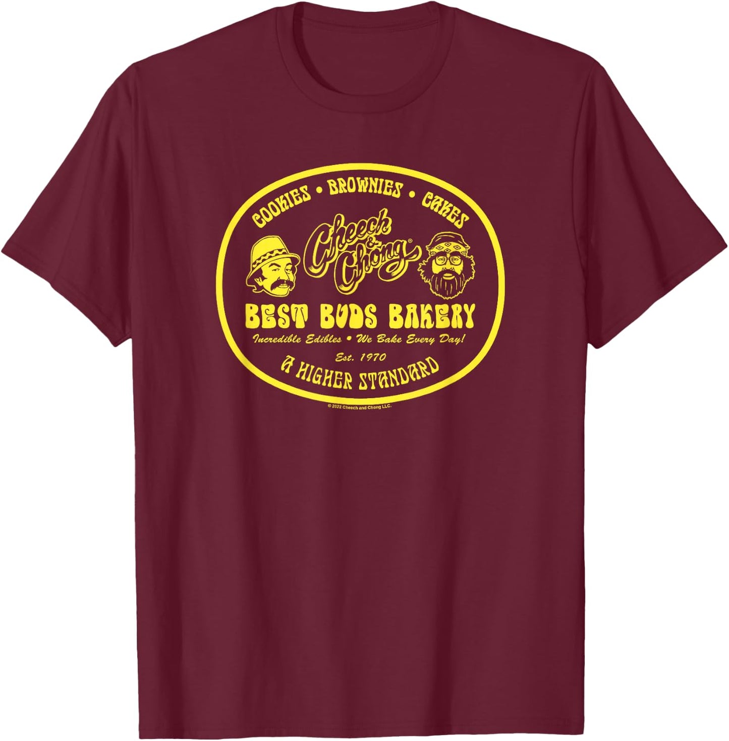 Cheech & Chong Best Buds Bakery A Higher Standard Logo T-Shirt - T-Shirt | Maroon