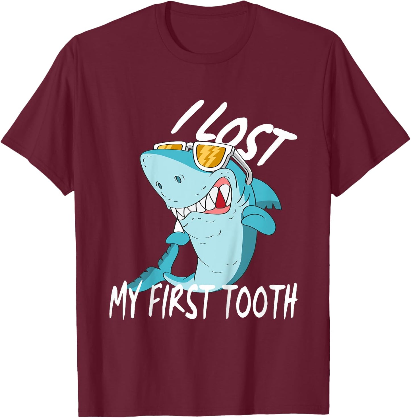 Funny Tooth Fairy Gifts - Cute Shark I Lost My First Tooth T-Shirt - T-Shirt | Maroon