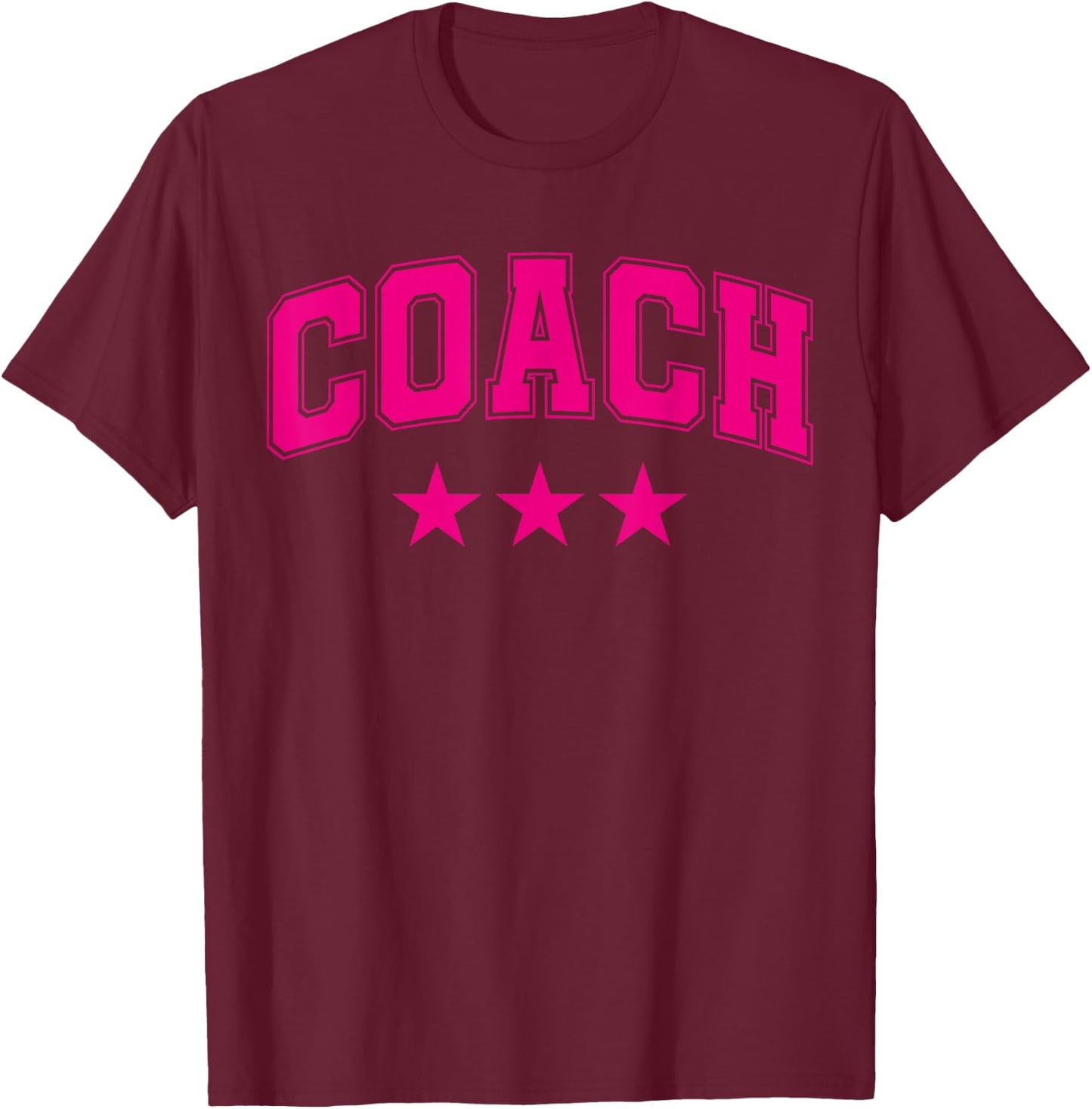 Coach All Pink Stars Classic Retro Text T-Shirt - T-Shirt | Maroon