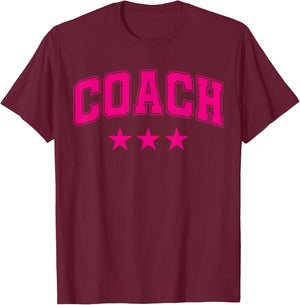 Coach All Pink Stars Classic Retro Text T-Shirt - T-Shirt | Maroon