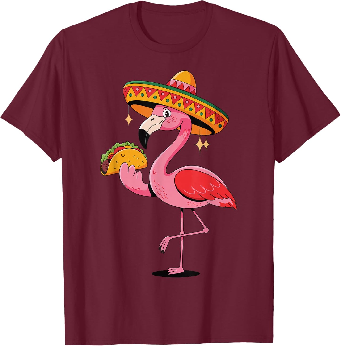 Flamingo Cinco De Mayo T-Shirt - T-Shirt | Maroon
