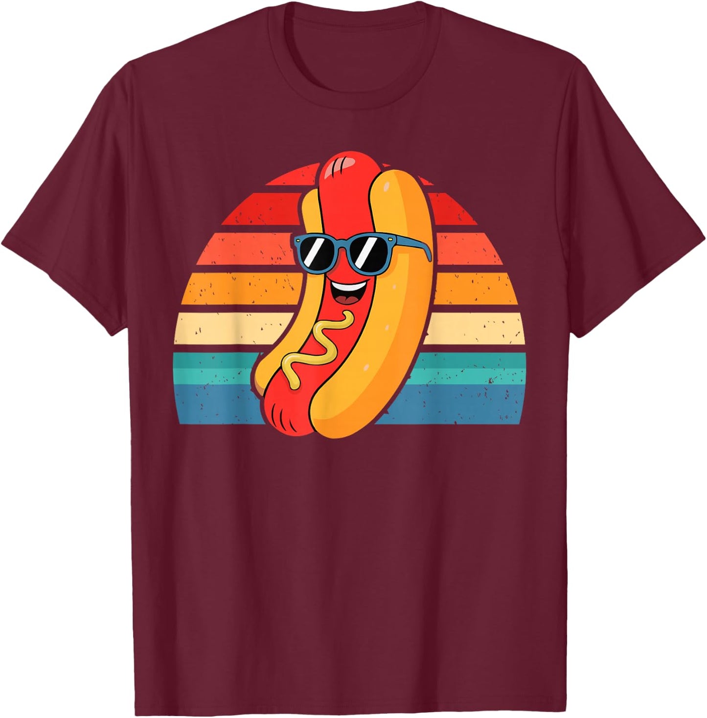 Retro Hot Dog Costume for food Lovers Funny T-Shirt - T-Shirt | Maroon