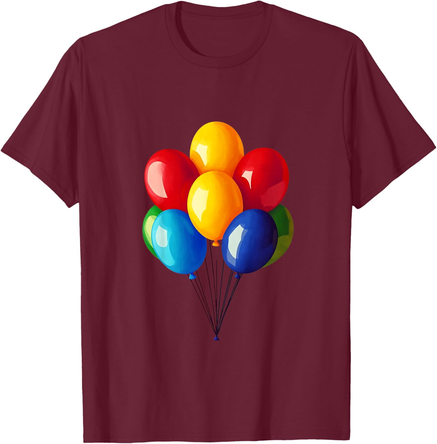 Kids Colorful Balloons Celebration Party Decor T-Shirt - T-Shirt | Maroon