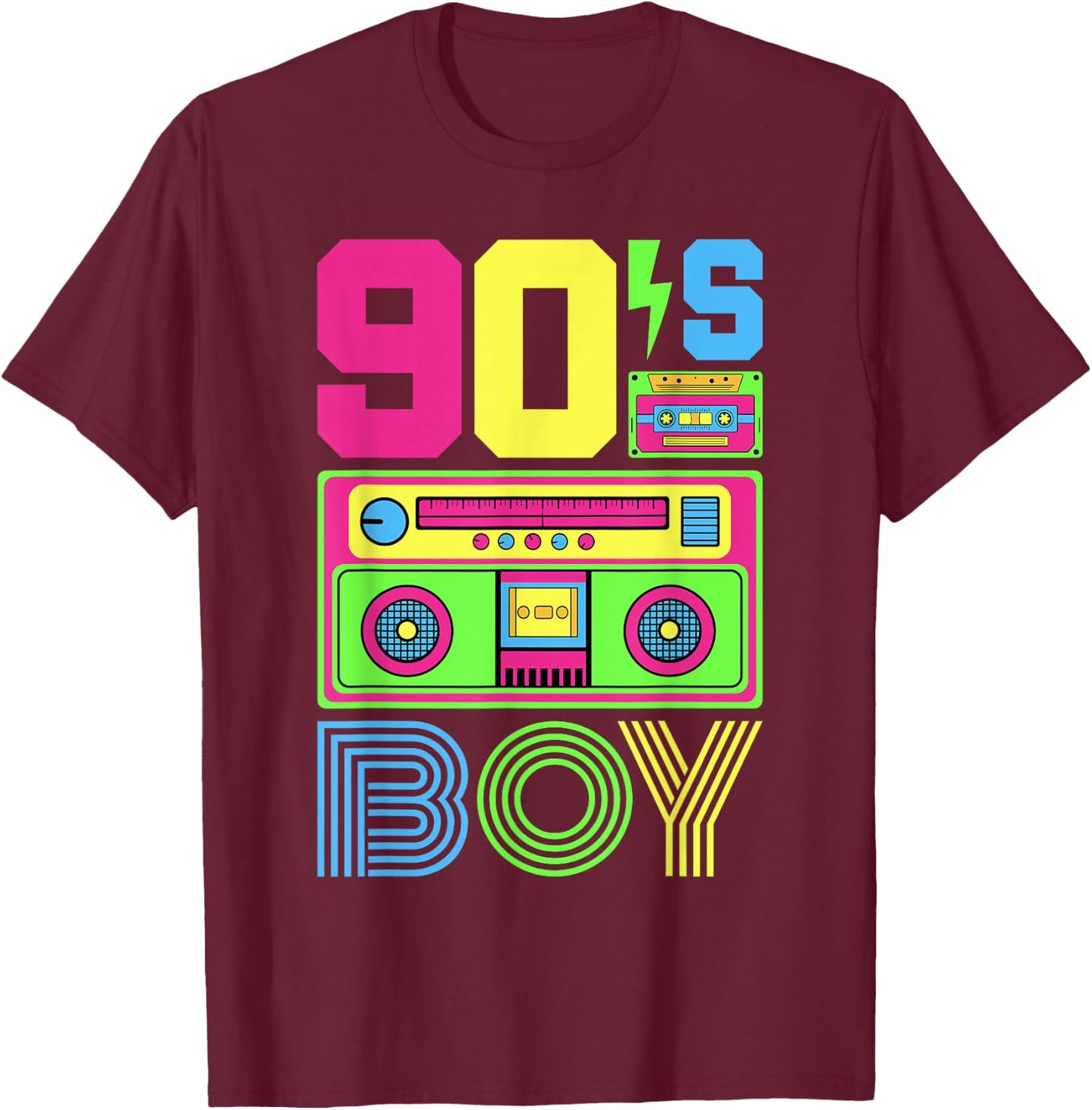 90s Boy 1990s Fashion 90 Theme Party Outfit Nineties Costume T-Shirt - T-Shirt | Maroon