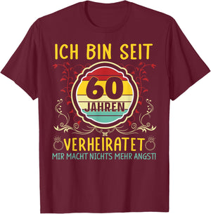 Diamantene Hochzeit 60 Jahre Verheiratet Hochzeitstag T-Shirt - T-Shirt | Maroon