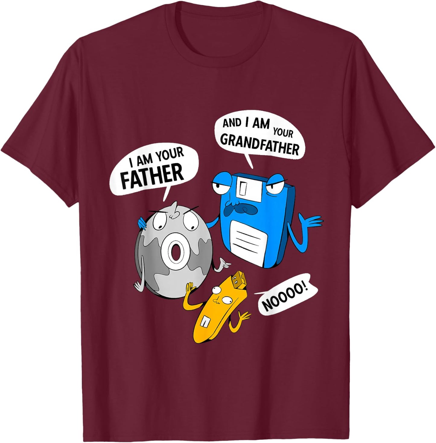 I Am Your Father Gamer Geek Humor Floppy Disk CD USB Stick T-Shirt - T-Shirt | Maroon