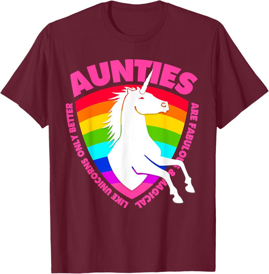 Unicorn Aunt Kids Girls Favorite Auntie T-Shirt - T-Shirt | Maroon