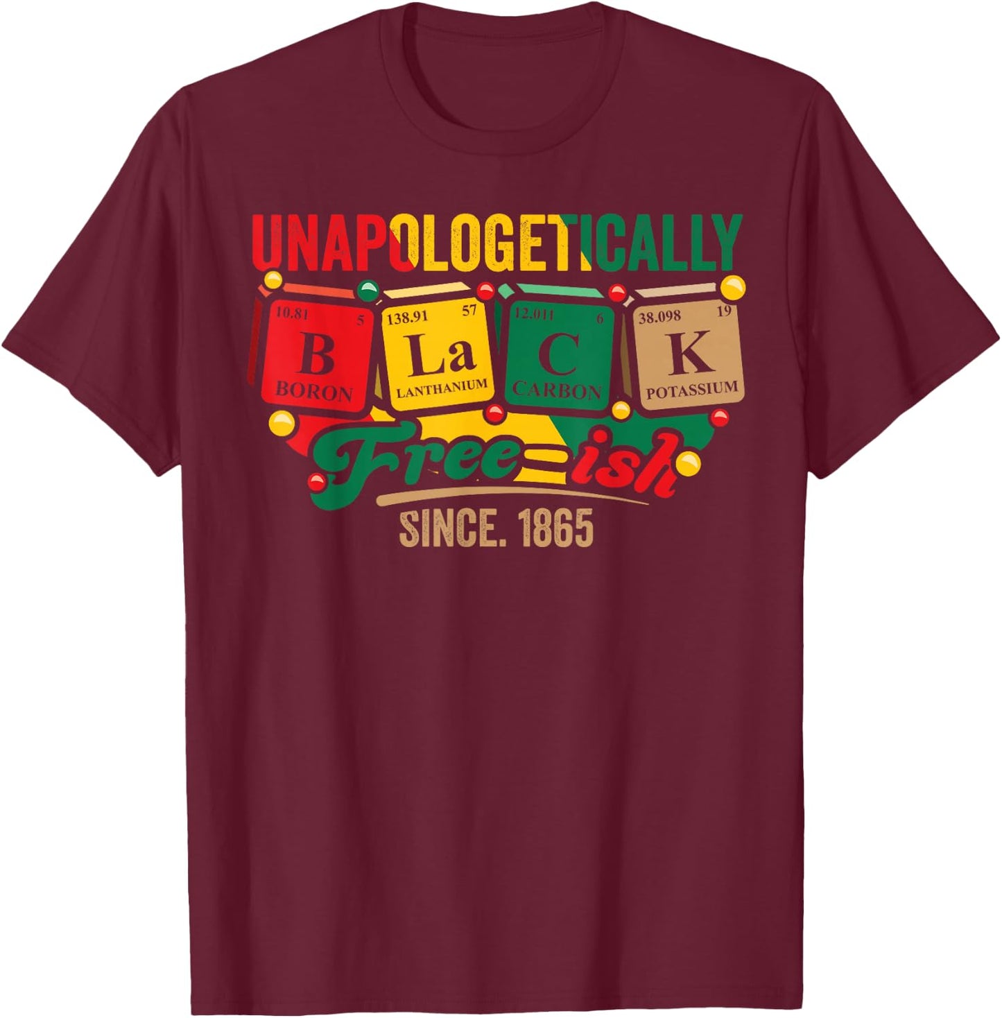 Juneteenth Unapologetically Black Freeish 1865 Black History T-Shirt - T-Shirt | Maroon