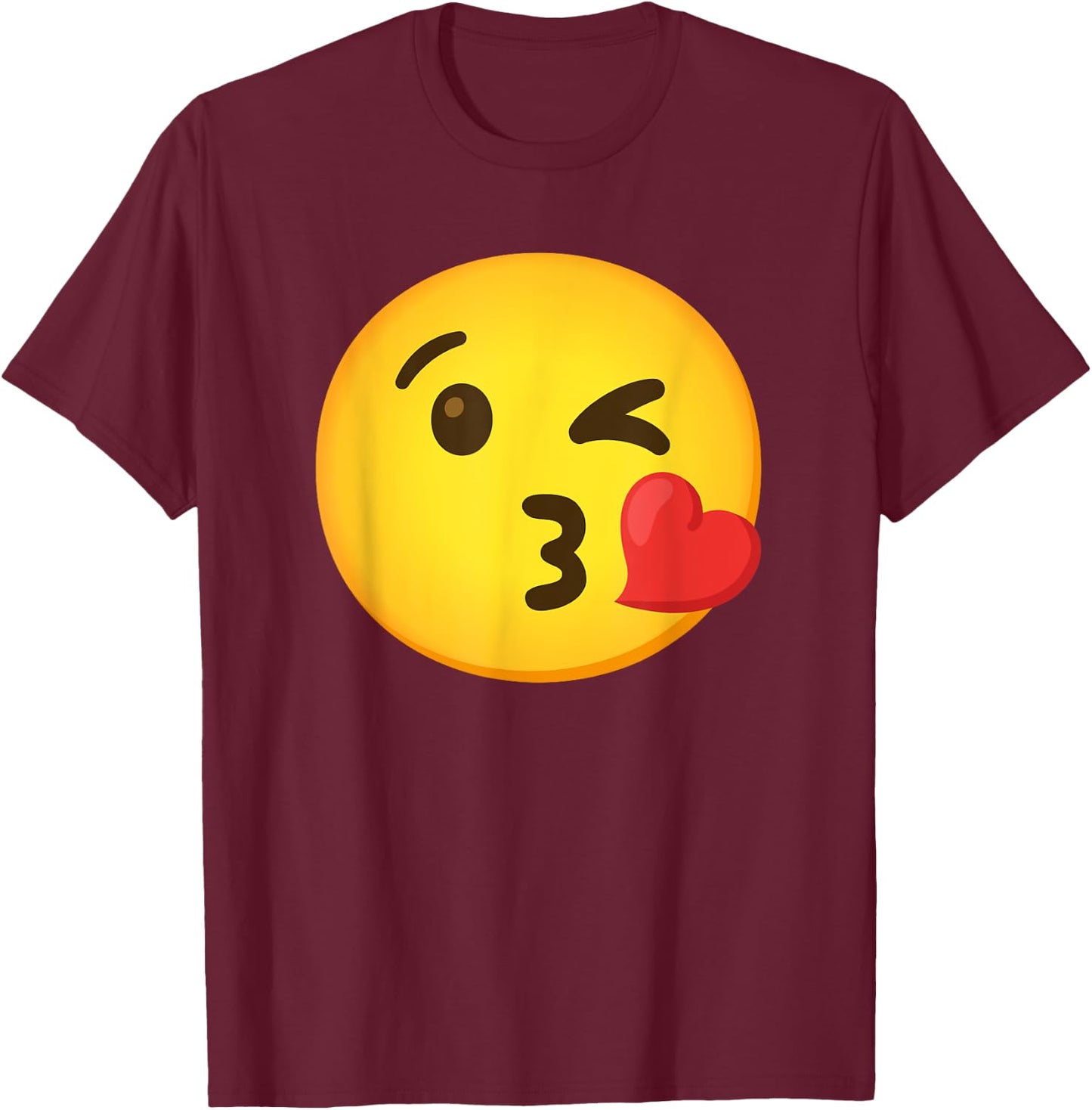 Emoticon Heart with a Kiss T-Shirt - T-Shirt | Maroon