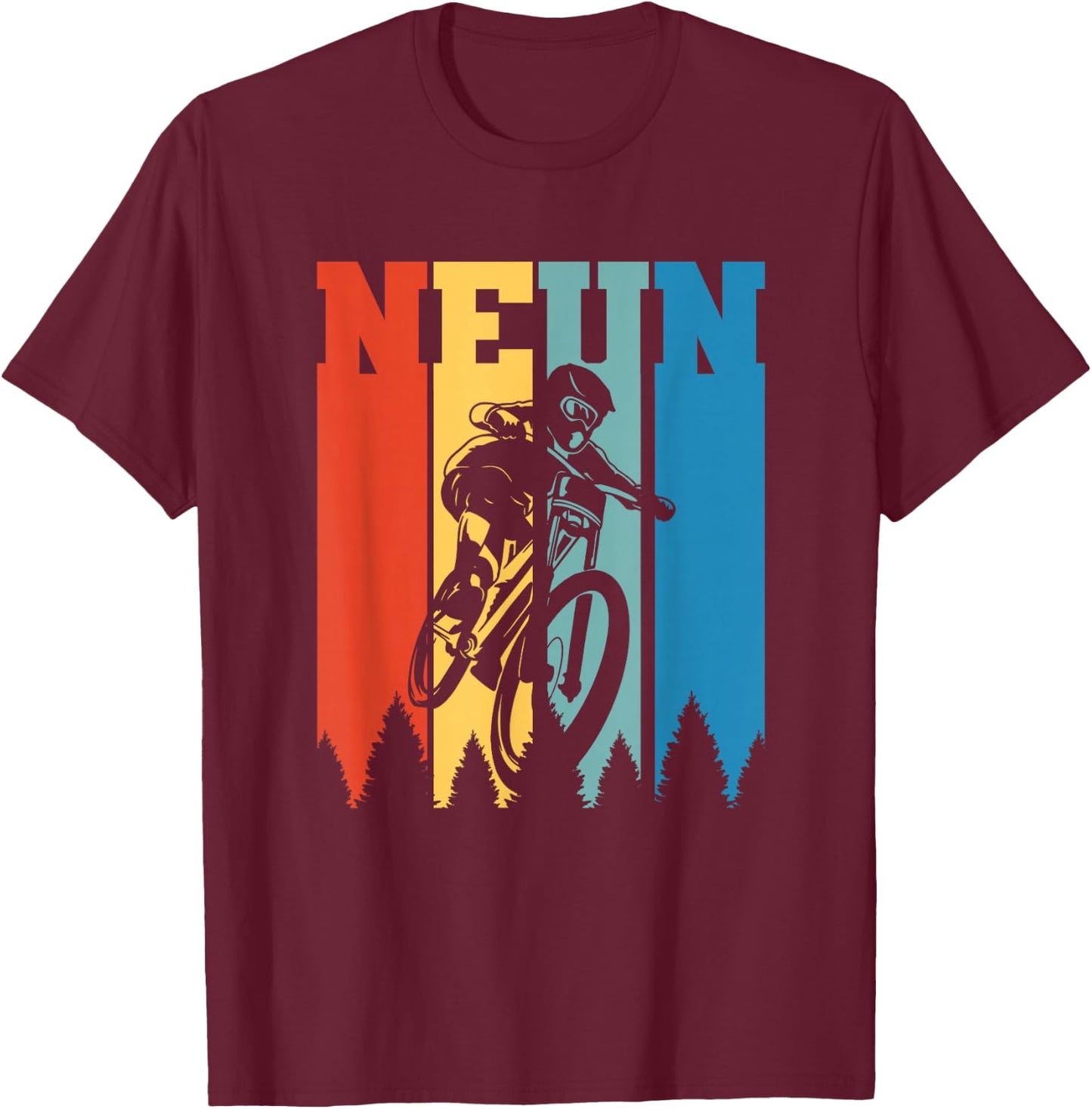 9 Years Downhill MTB Mountain Bike 9th Birthday , black T-Shirt - T-Shirt | Maroon