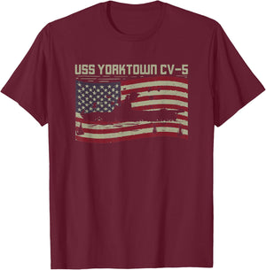 USS Yorktown CV-5 Gift A US Military Veteran T-Shirt - T-Shirt | Maroon