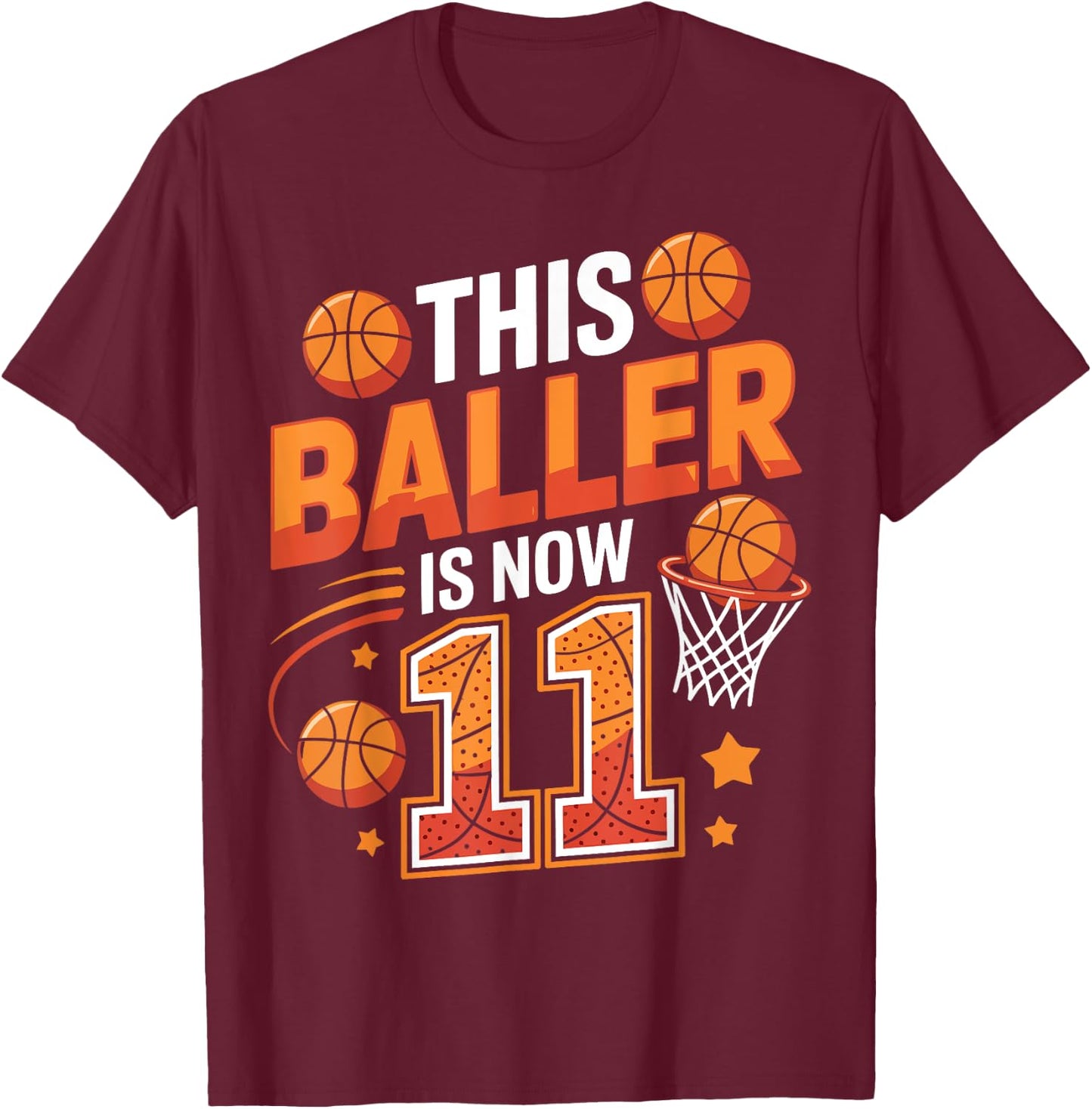 Ce Joueur a Maintenant 11 adorateurs de Basket-Ball Amusants pour Leur 11e Anniversaire T-Shirt - T-Shirt | Maroon