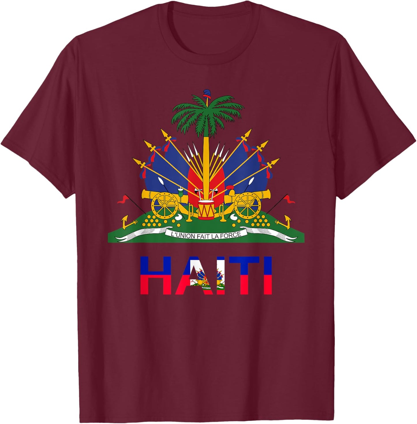 Flag Haiti Day Pride Tradition Born Haitian Creole 2024 , Black, S T-Shirt - T-Shirt | Maroon