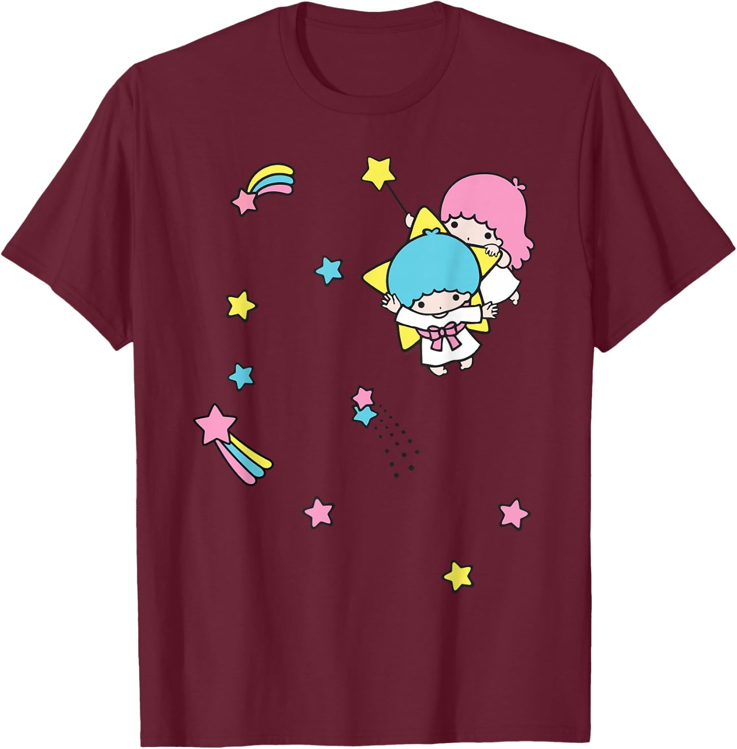 Little Twin Stars Rainbow Stars T-Shirt - T-Shirt | Maroon