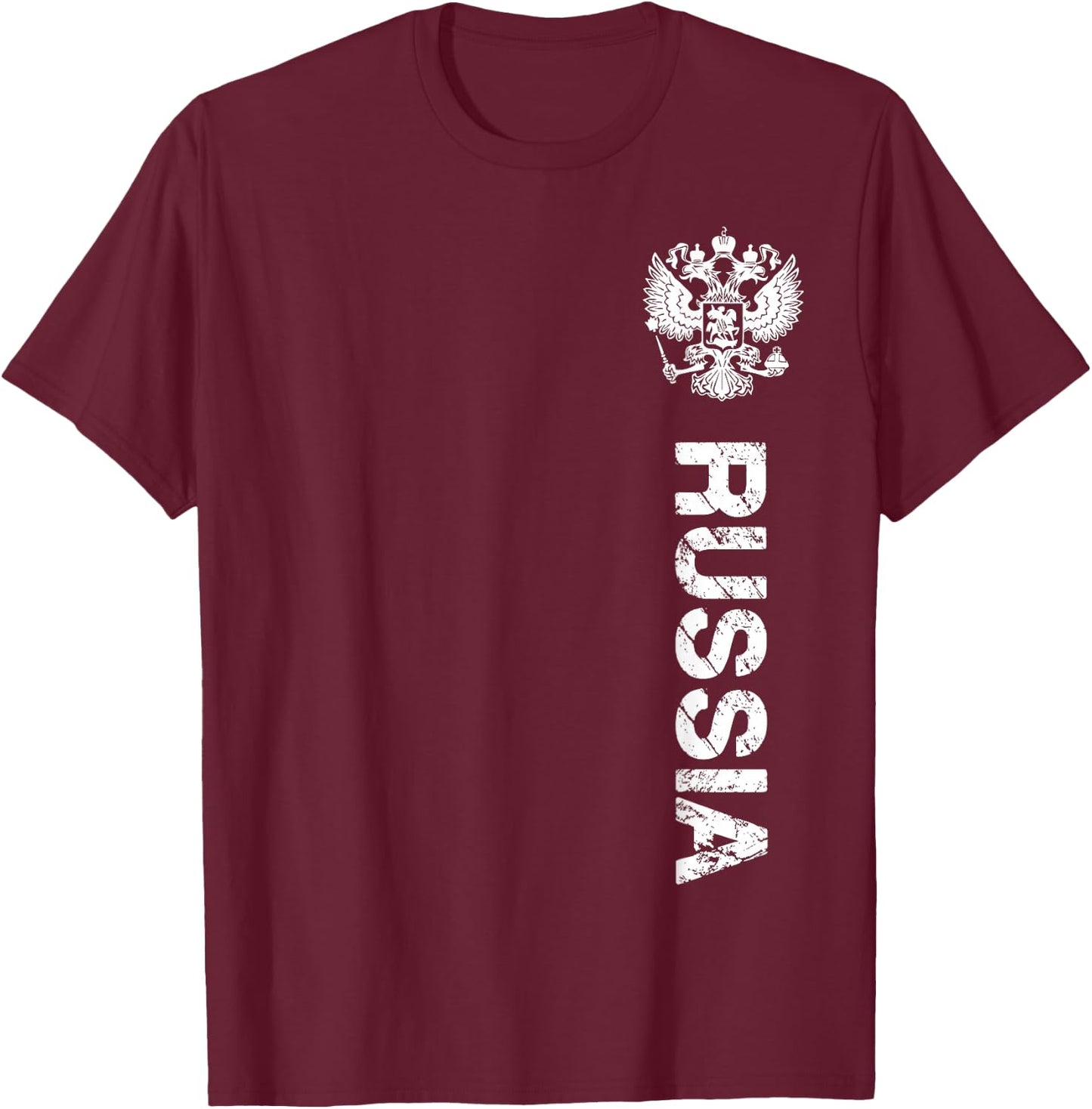 Russia Shirt Russia Flag Crest Men's & Women's Russia , black T-Shirt - T-Shirt | Maroon