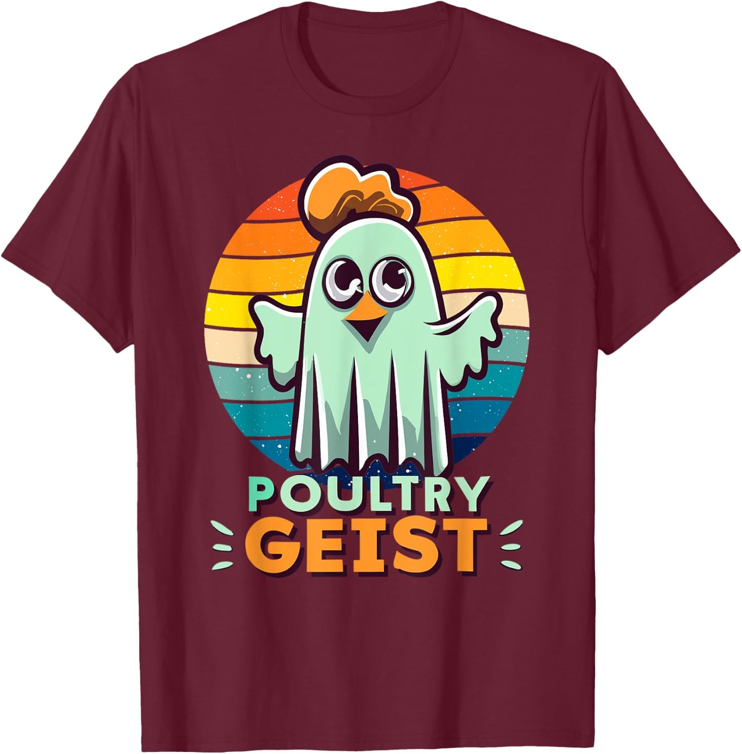 Funny Poultry Geist Chicken Ghost T-Shirt - T-Shirt | Maroon