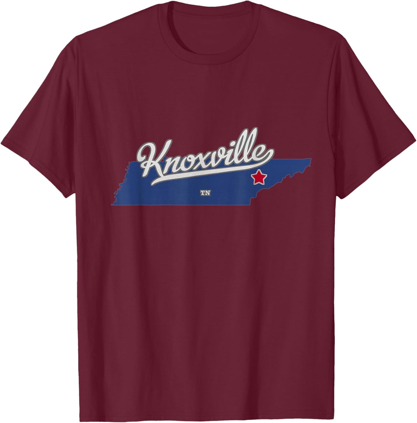 Knoxville Tennessee TN Map T-Shirt - T-Shirt | Maroon