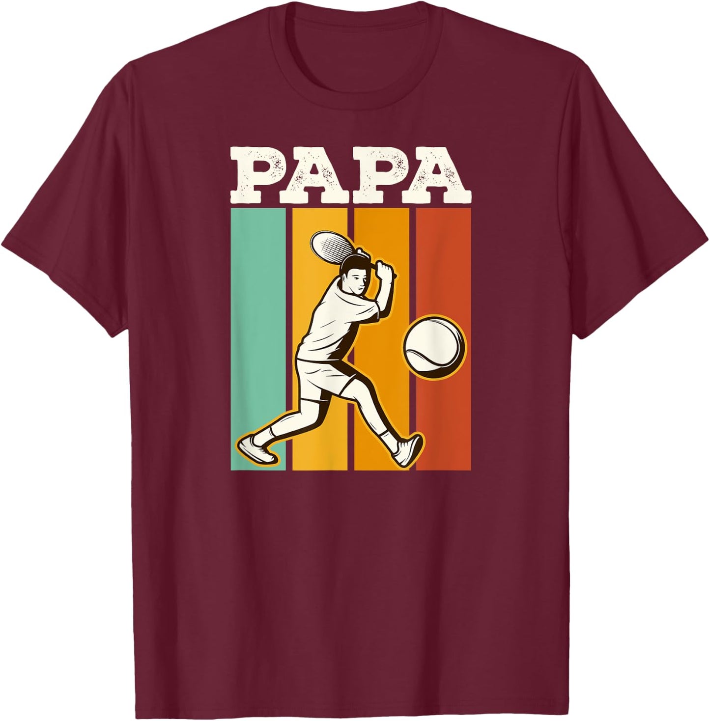 Tennis Papa 70s Retro Style Tennis Fathers Day T-Shirt - T-Shirt | Maroon