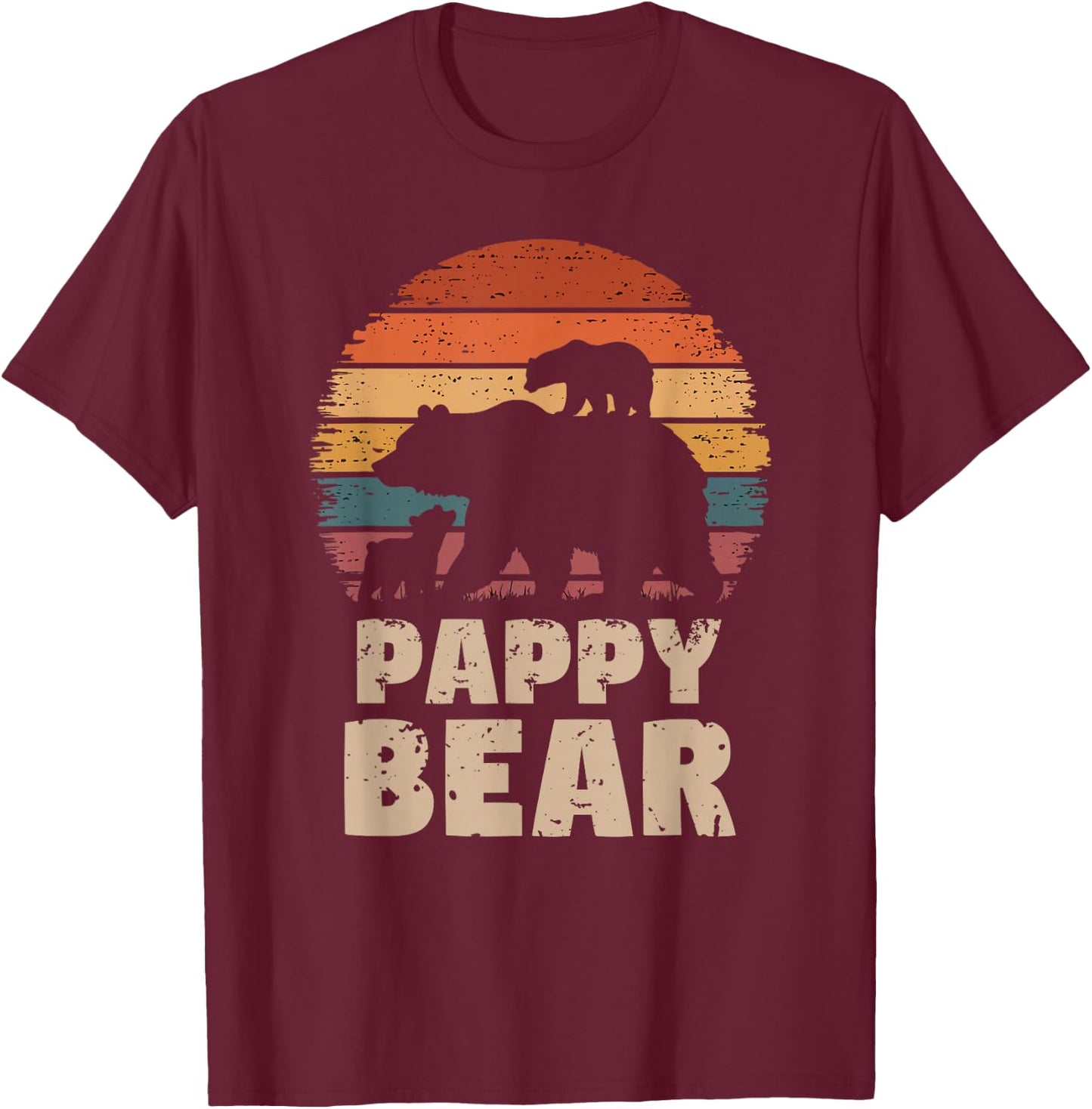 Pappy Bear Vintage Retro Funny Father's Day 2 Cubs Kids T-Shirt - T-Shirt | Maroon