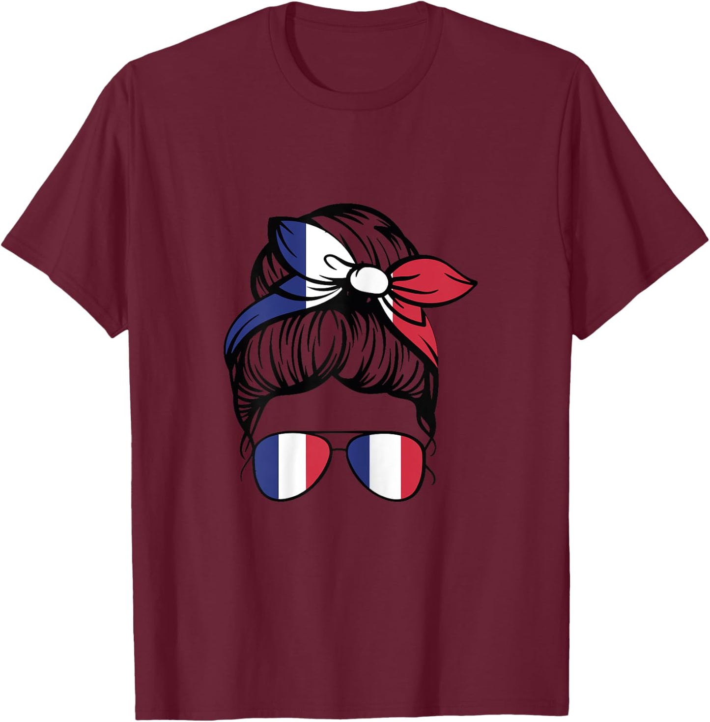 French Girl France French Girl Women French Flag , white, Female X-Small T-Shirt - T-Shirt | Maroon
