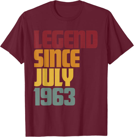 Legend Since July 1963 63rd Birthday - Vintage T-Shirt - T-Shirt | Maroon