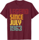 Legend Since July 1963 63rd Birthday - Vintage T-Shirt - T-Shirt | Maroon
