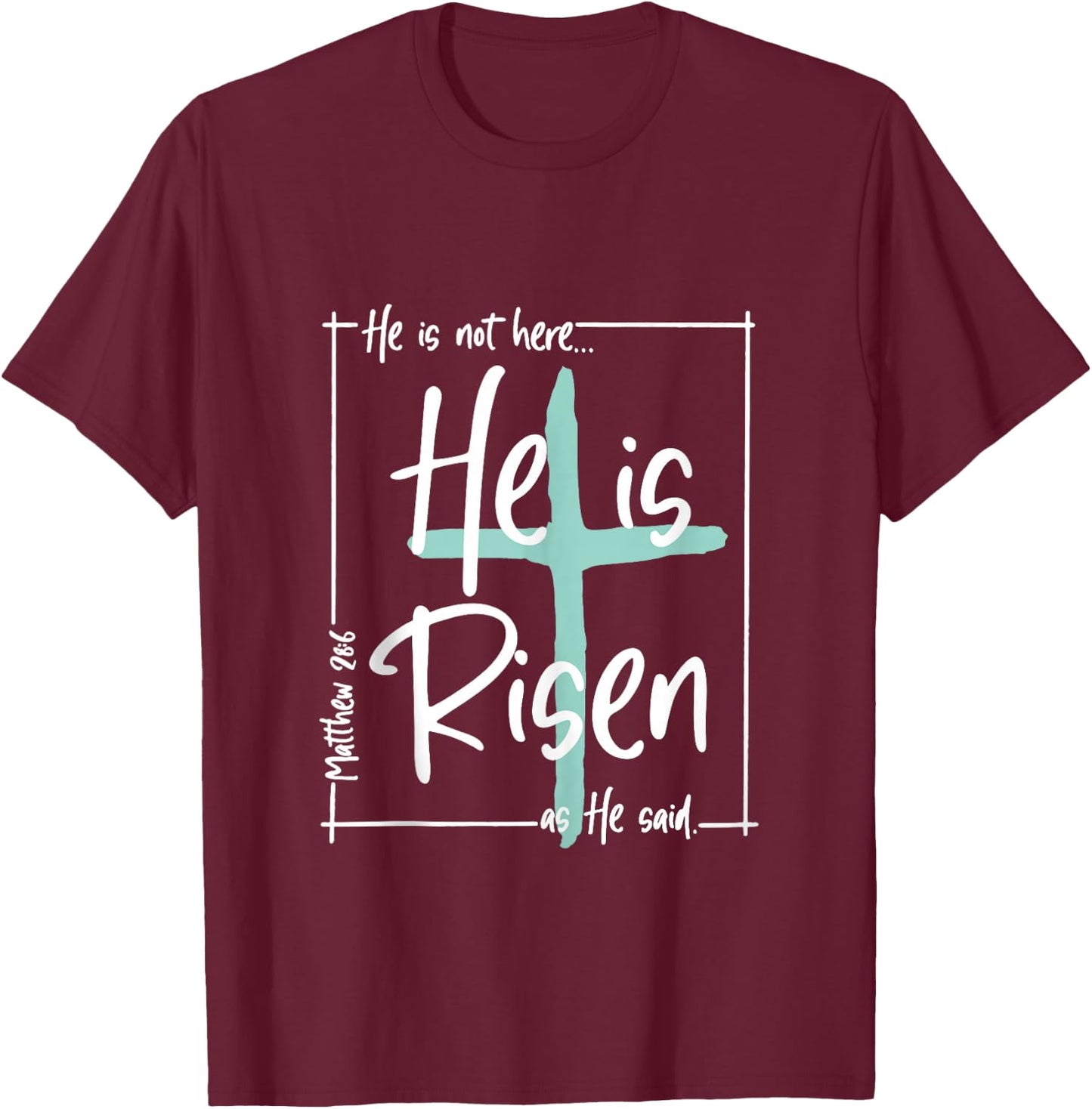 He Is Risen Shirt Easter Christian Cross Men Women Kids T-Shirt - T-Shirt | Maroon