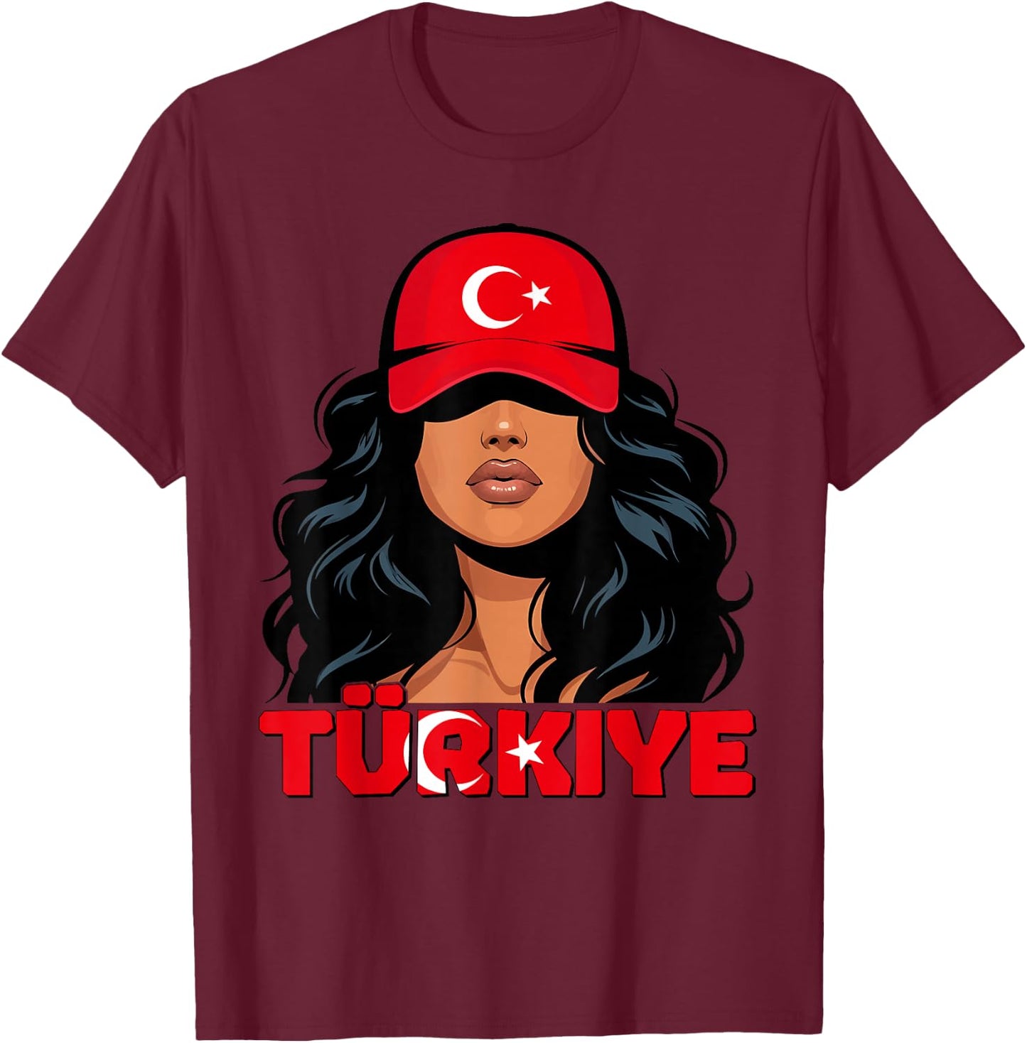 Turkish Girl Türkiye Turkish Flag Turkey Türk Kizi Women T-Shirt - T-Shirt | Maroon