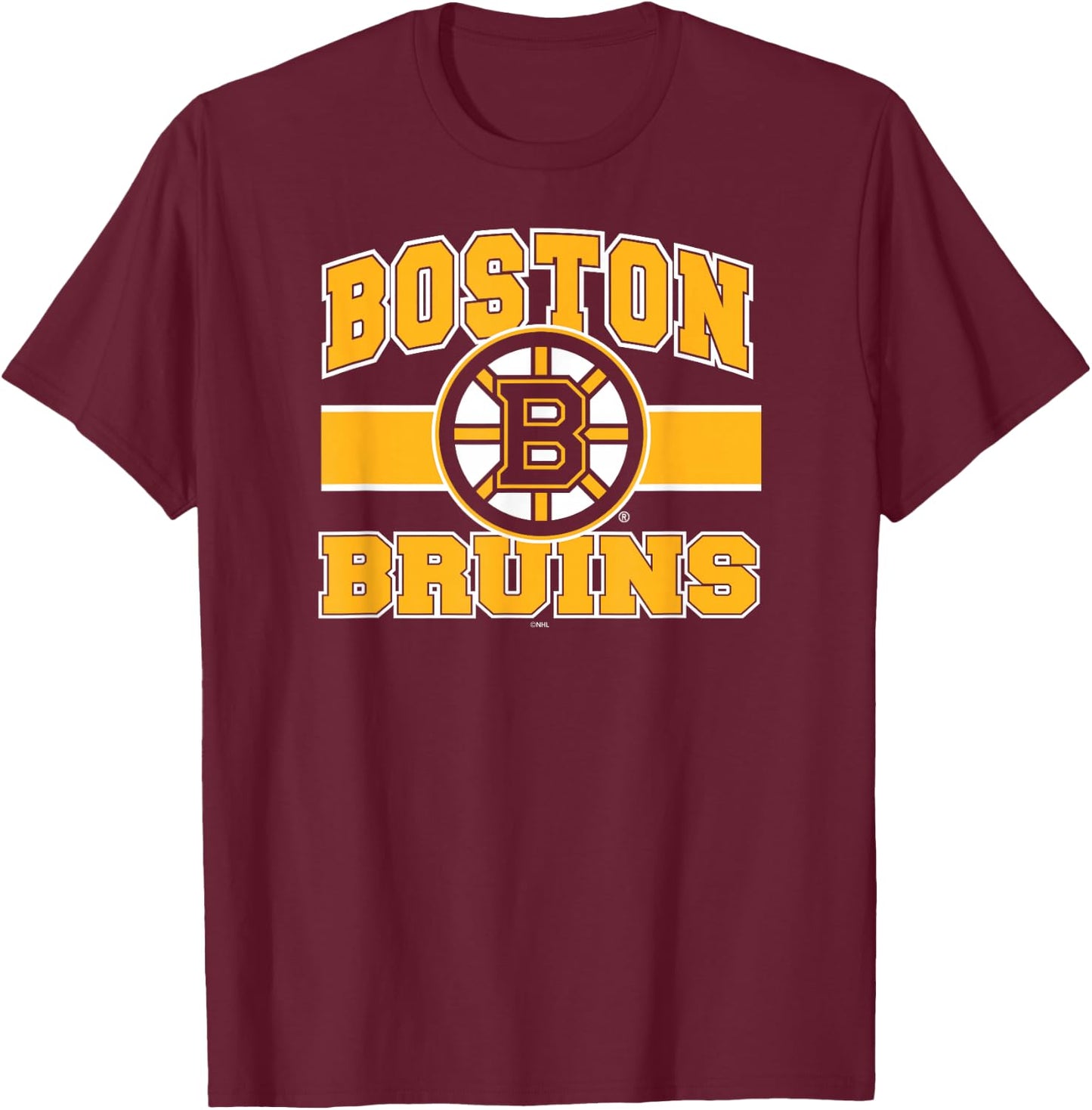 Boston Bruins Stripe Black Officially Licensed T-Shirt - T-Shirt | Maroon